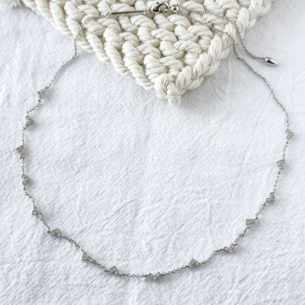 Kendra Scott Haven Heart Silver White Crystal Strand Necklace